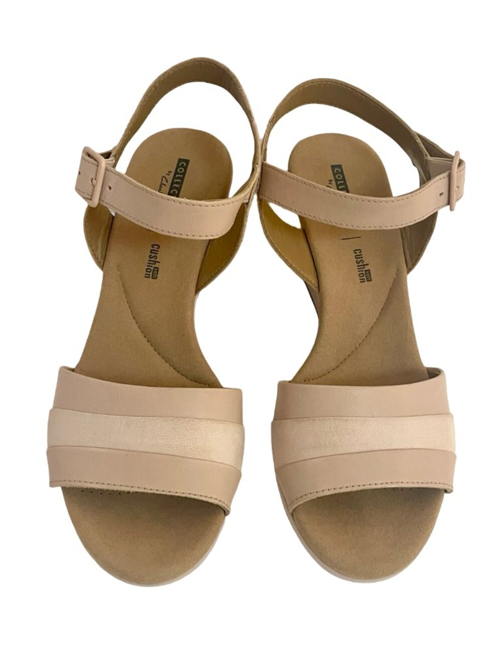 Clarks Leather Wedge Sandals Size 8 Soft Pink Comfort Cushioned Platform Sandals